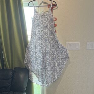 MSK White and Blue Printed Sleeveless Romper